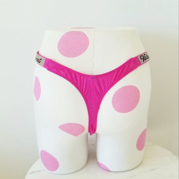 Victoria's Secret Very Sexy Rhinestone Crystal Shine Strap PINK Thong Panty NWT - Picture 4 of 12
